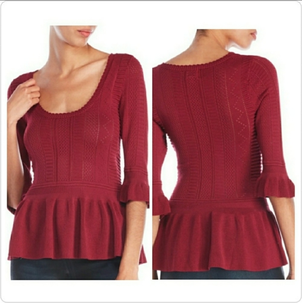 Torn by Ronny Kobo knit blouse top burgand…